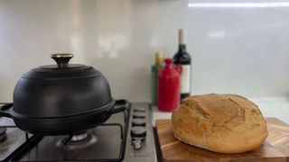 Bread next to the Le Creuset Cast Iron Bread Oven