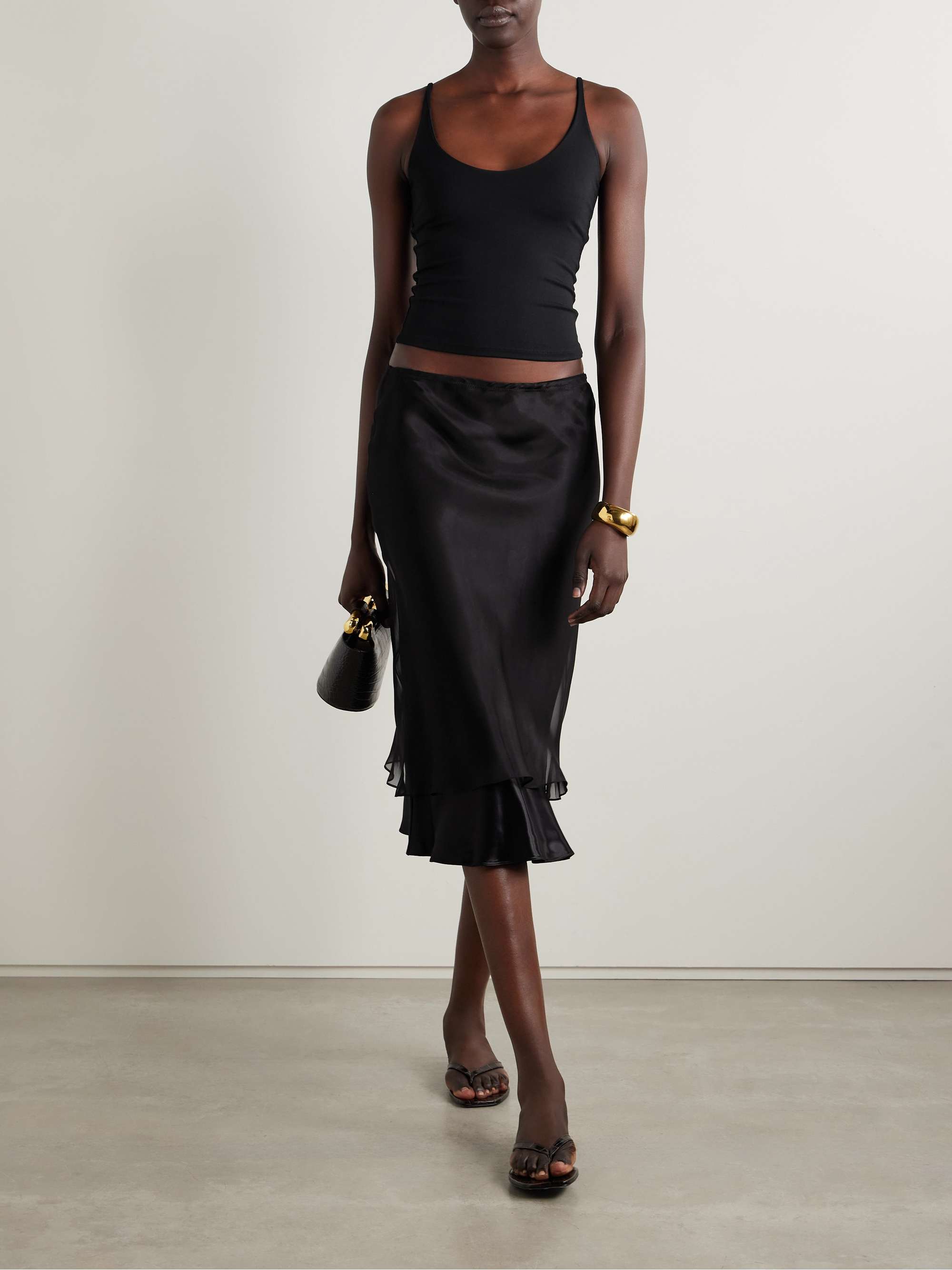 Smooth Layers Jersey Skimpy Strap Cami - Obsidian