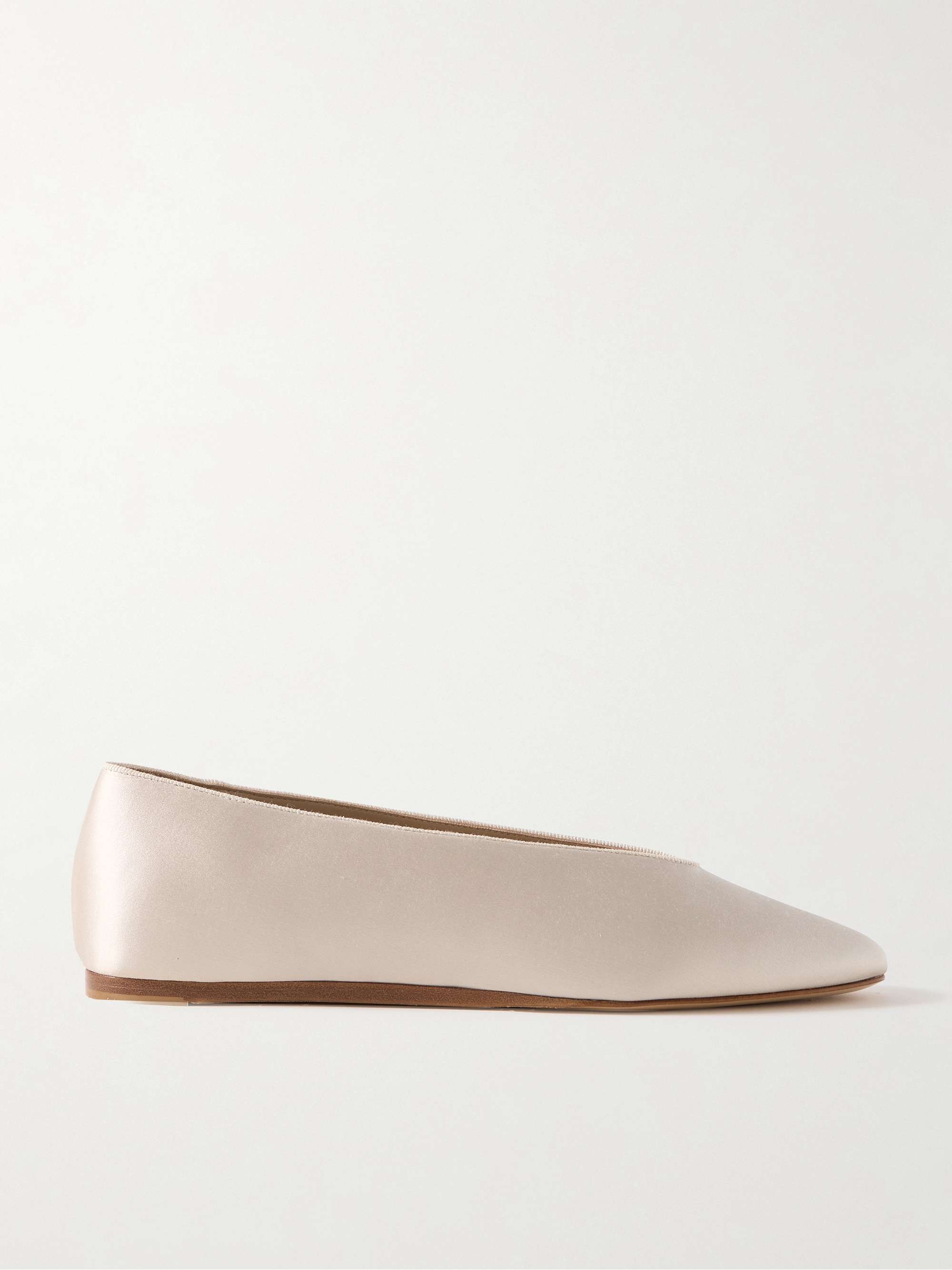 Regency Grosgrain-Trimmed Satin Ballet Flats