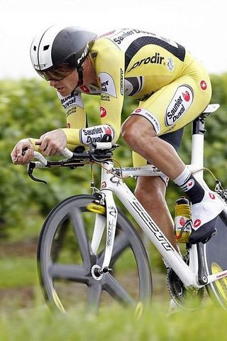 David Millar had terrible problems with disintegrating wheels, scuttling his chances for a TT win