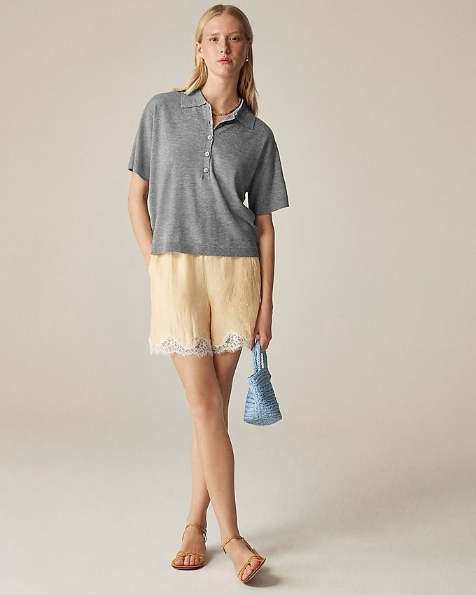 Featherweight Cashmere Short-Sleeve Sweater-Polo