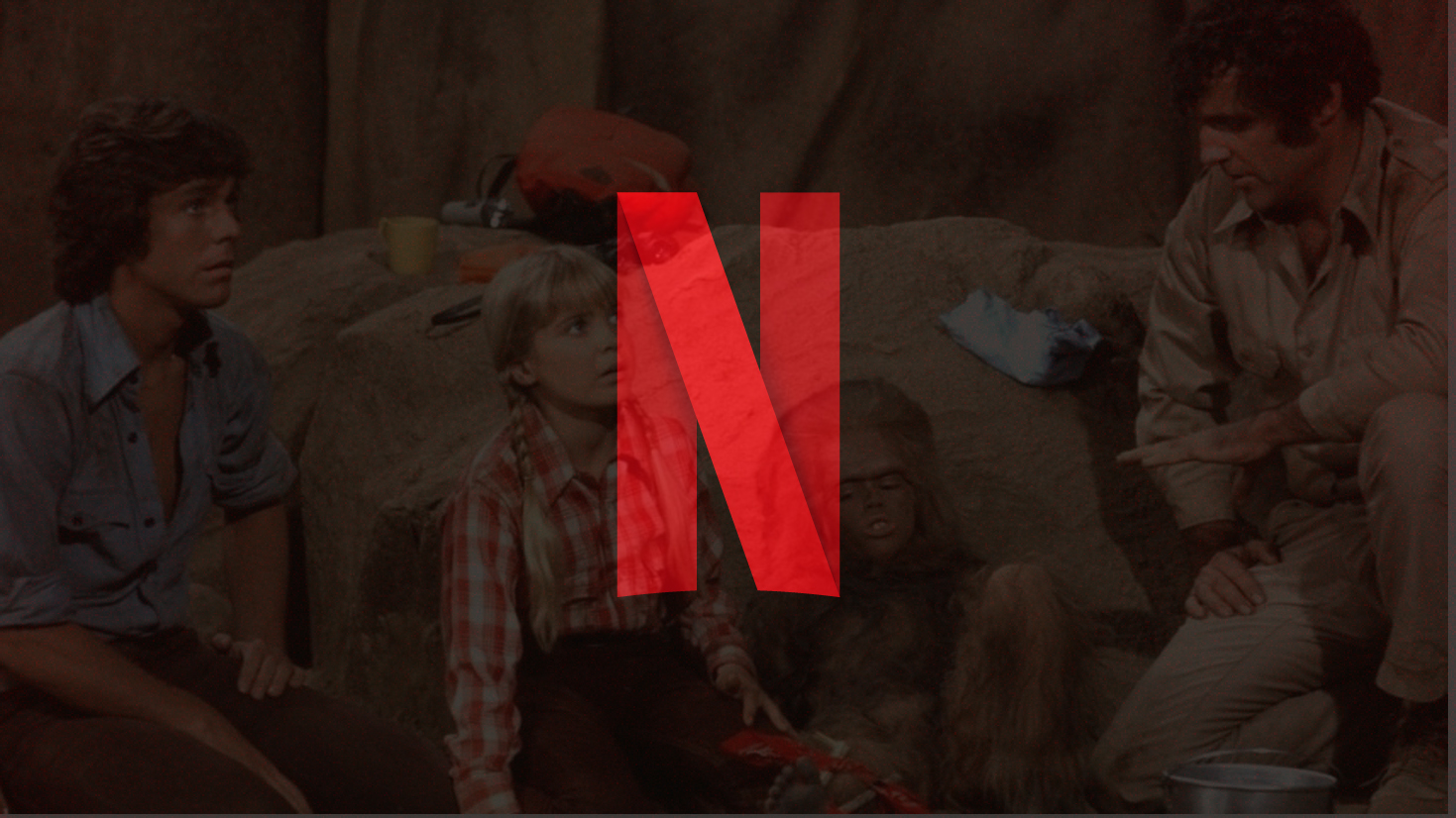 The Netflix logo, with an image of Land Of The Lost underneath it.