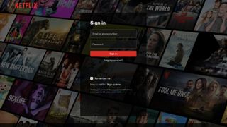 Netflix sign-on page
