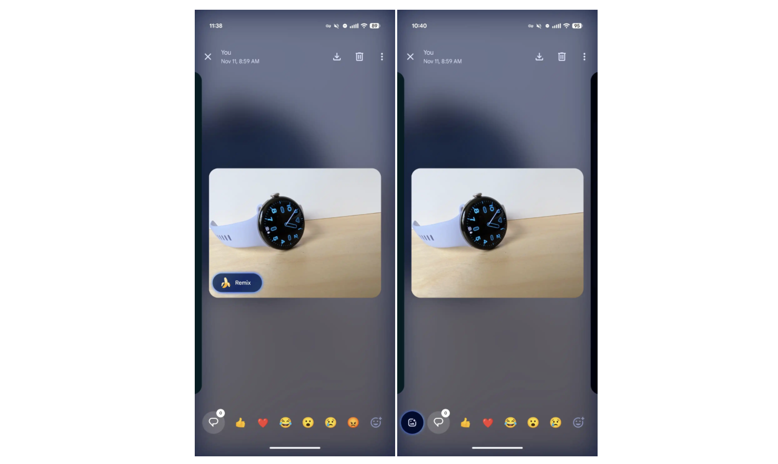 The Remix button in the Google Messages app.