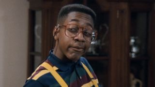 Steve Urkel's schmoozy face while talking to Laura in Family Matters