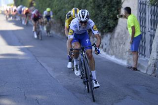 Julian Alaphilippe (Deceuninck-QuickStep) attacks in the final stages of the 2020 Milan-San Remo, ultimately earning second place