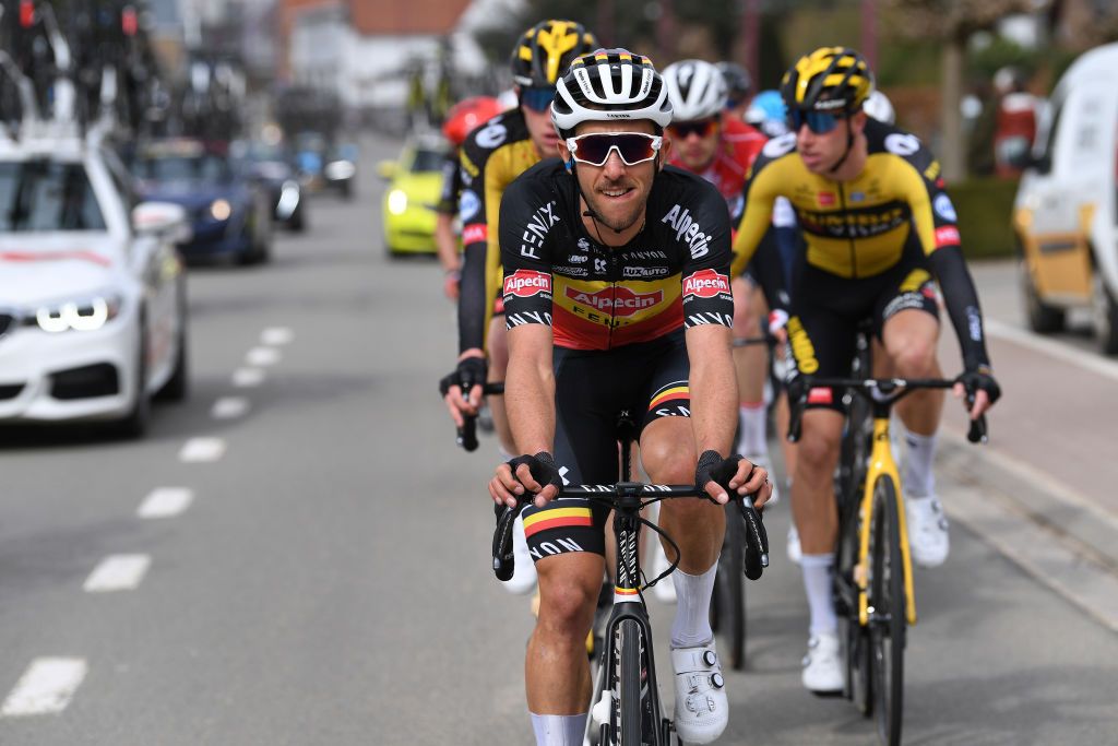 HARELBEKE BELGIUM MARCH 26 Dries De Bondt of Belgium and Team AlpecinFenix during the 64th E3 Saxo Bank Classic 2021 a 2039km race from Harelbeke to Harelbeke E3SaxobankClassic on March 26 2021 in Harelbeke Belgium Photo by Tim de WaeleGetty Images