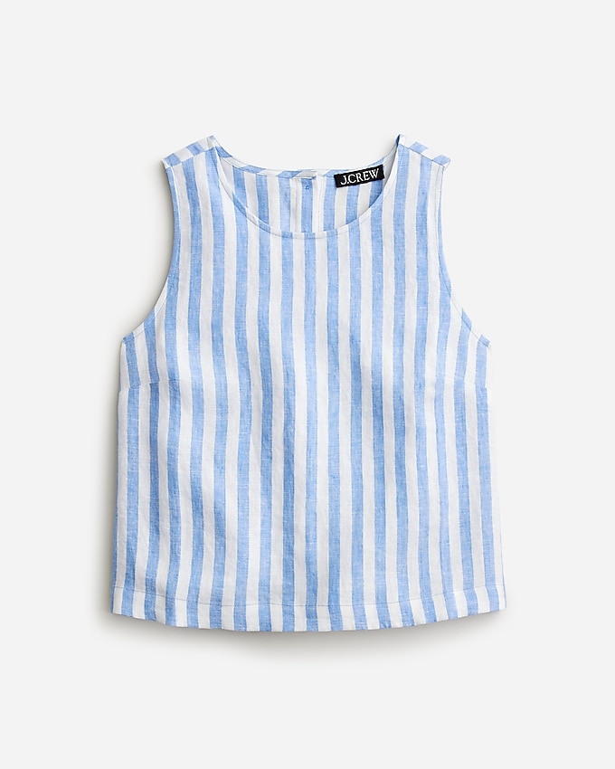 Maxine Button-Back Top in Striped Linen