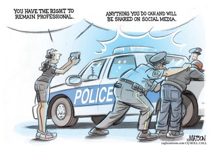 Editorial Cartoon U.S. police miranda rights cell phone video