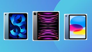 Three of the best iPads for students on a blue background