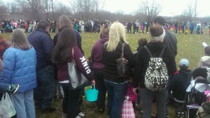 Participants at the Pez Easter Egg Hunt in Connecticut.