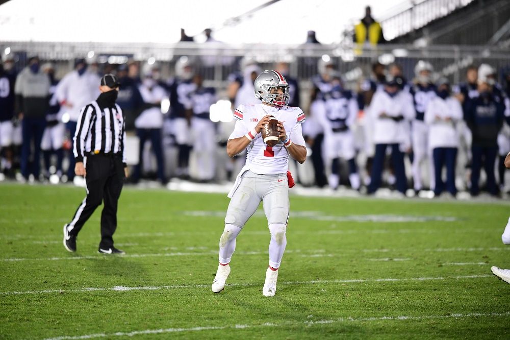 Ohio State quarterback Justin Fields during regular season game against Penn State