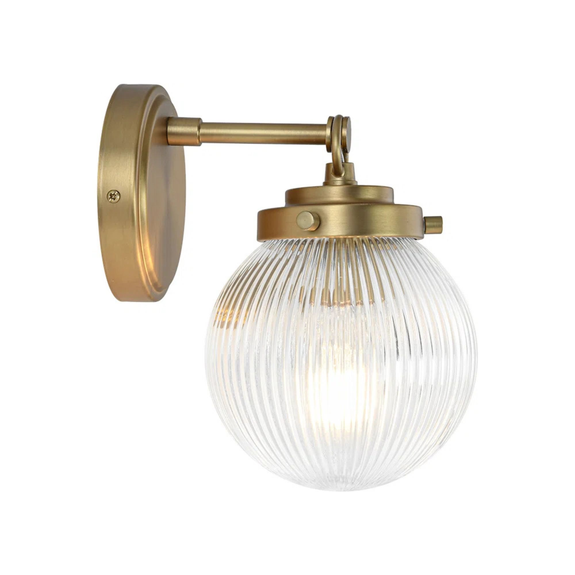 1-Light Ribbed Glass Globe Wall Sconce By Mercer41