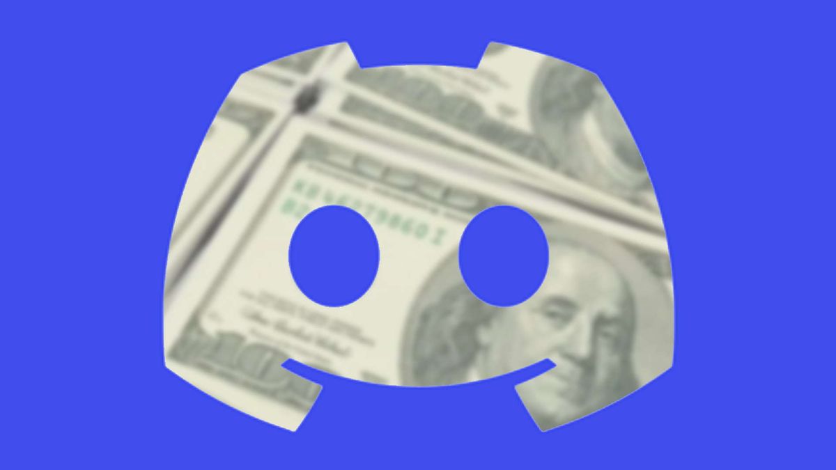 Discord logo superimposed onto a background of $100 bills