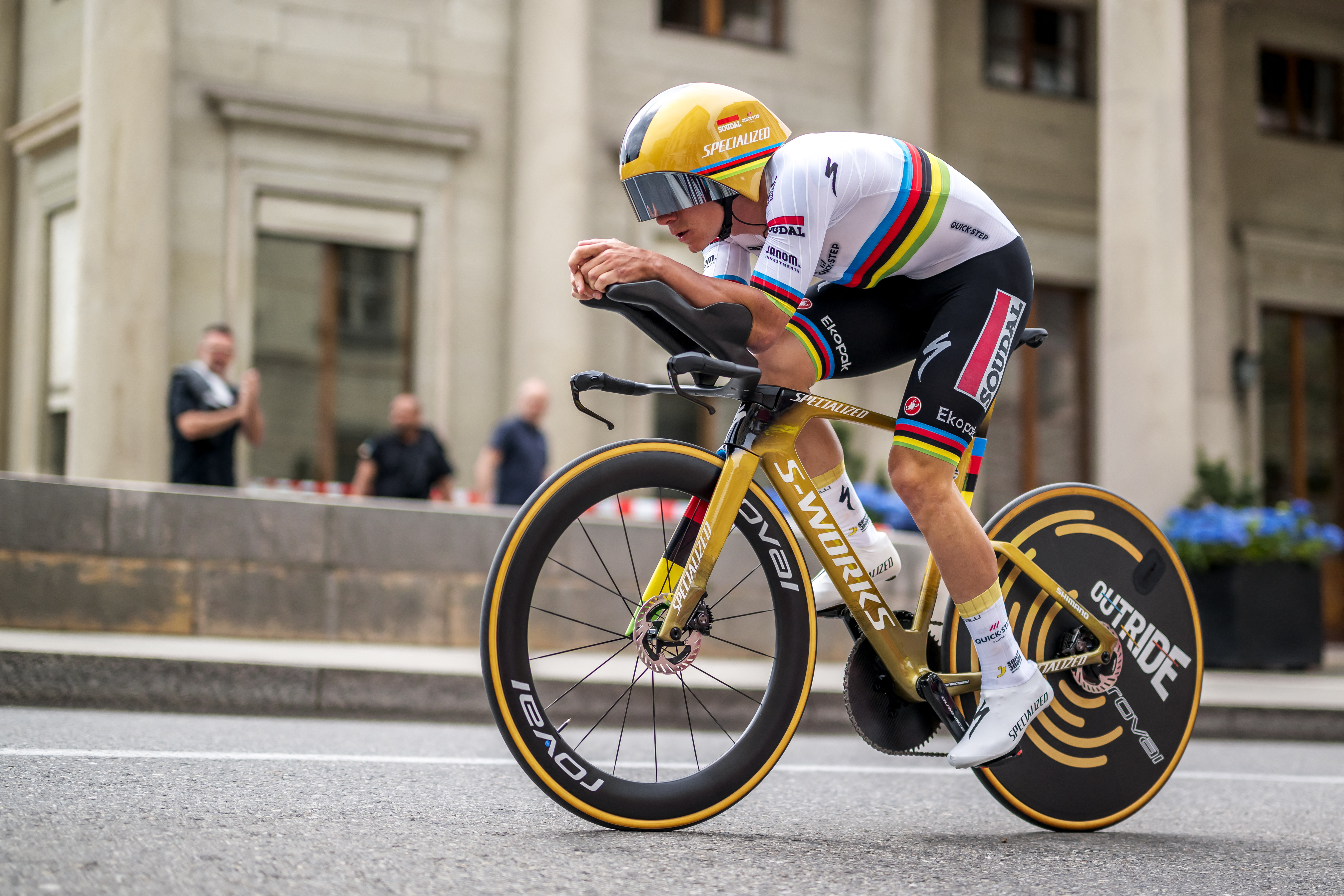 Remco Evenepoel (Soudal-QuickStep) rides to TT victory on stage 5 of the Tour of Romandie