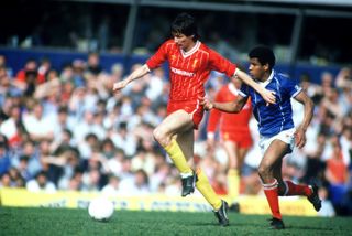 Alan Hansen in action for Liverpool against Birmingham City in 1984