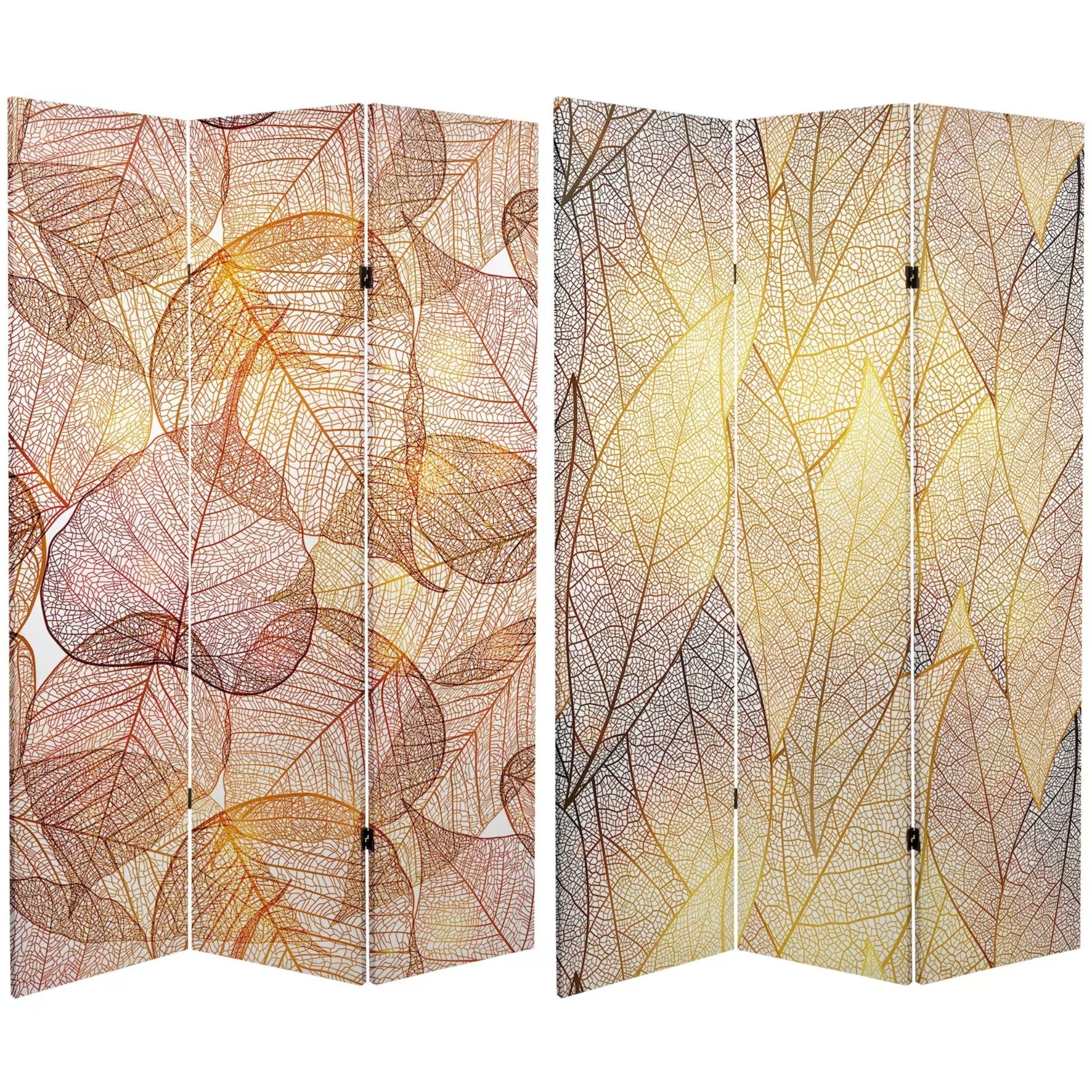 Pembatas ruangan berengsel dengan pola daun cerah