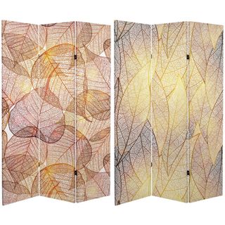 glowing leaf print folding room divider
