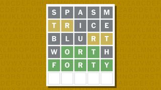 Wordle answer for game 986 on a yellow background