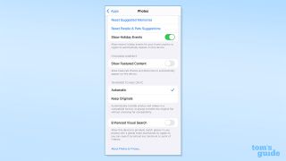 Screenshot of iPhone Photo settings