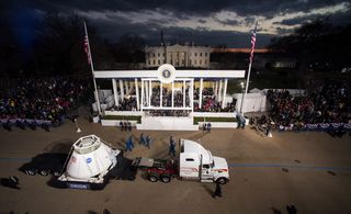 Orion Capsule Passes the Presidential Reviewing Stand