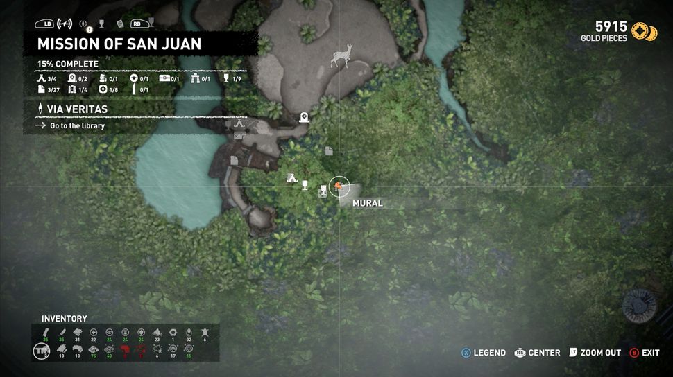 Mission of San Juan mural, relic, map and backpack locations Complete