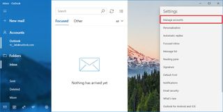 Mail app manage accounts option