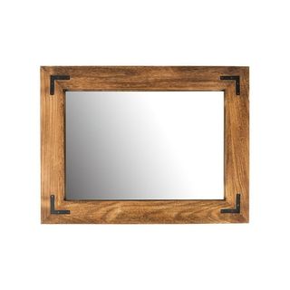 Yoshoot Rustic Wooden Framed Wall Mirror,decorative Wood Wall Mirror for Living Room or Bathroom Vanity,farmhouse Bathroom Mirror Rectangle Hanging Mirror Home Wall Decor Brown 26x18