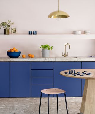 bright blue under counter kitchen units
