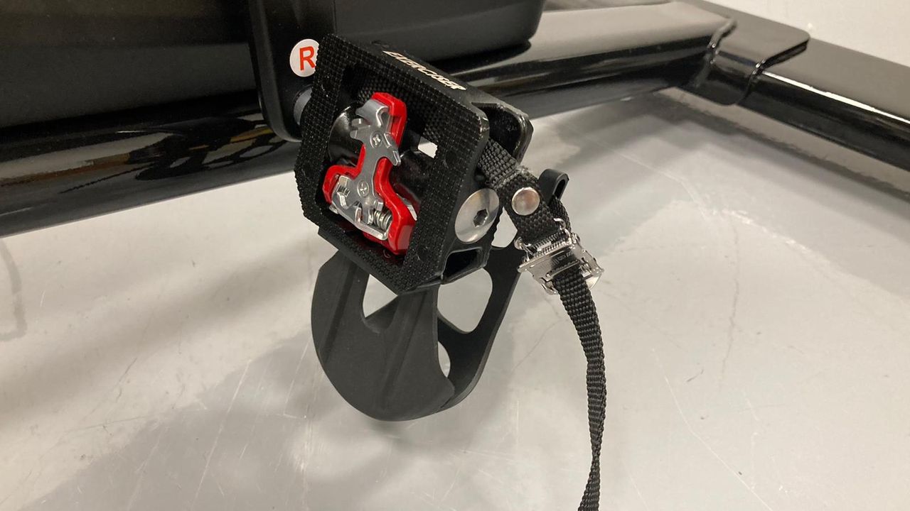The bike comes with cage pedals installed