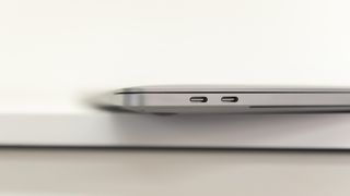 Close up of the ports on the left-hand side of the Apple MacBook Pro 15in (2018)