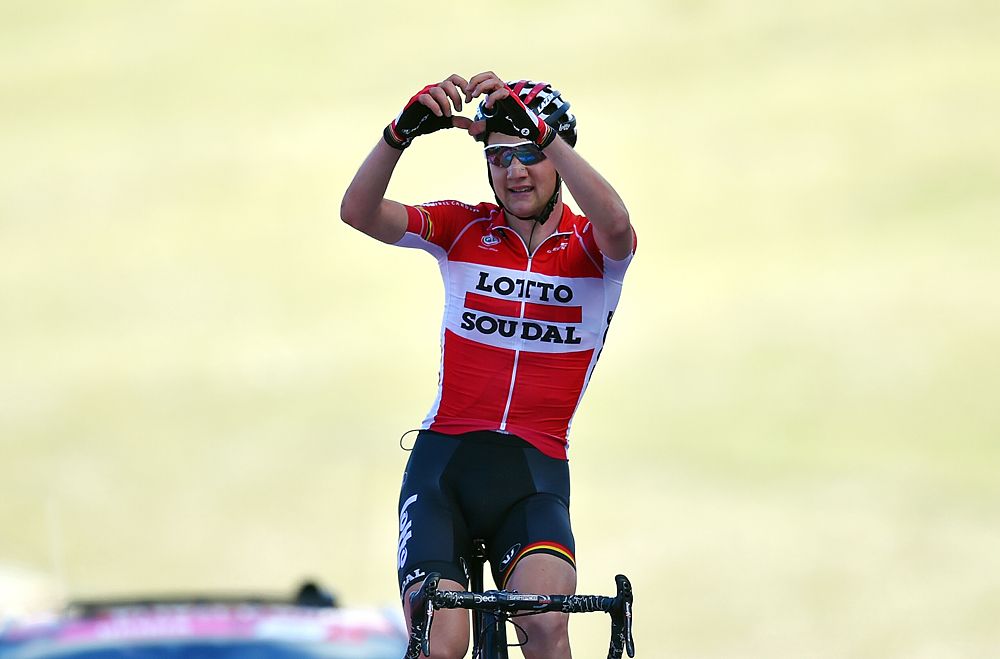 Tim Wellens (Lotto Soudal) celebrates his Giro d'Italia stage win