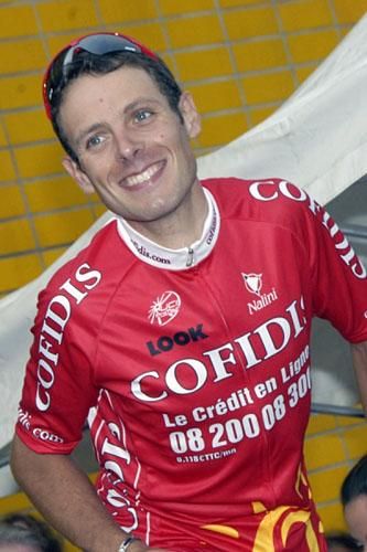 Micka&euml;l Buffaz (Cofidis) is all smiles because he gets another yellow jersey.
