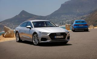 The Audi A7 Sportback in grey and blue colours
