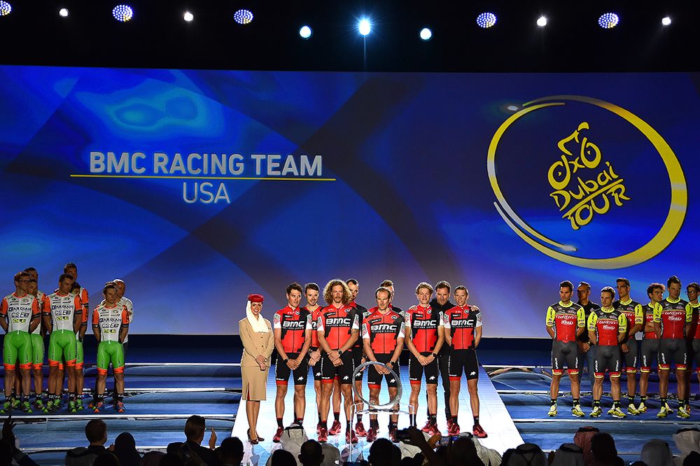 BMC Racing is front and center at the Dubai Tour presentation