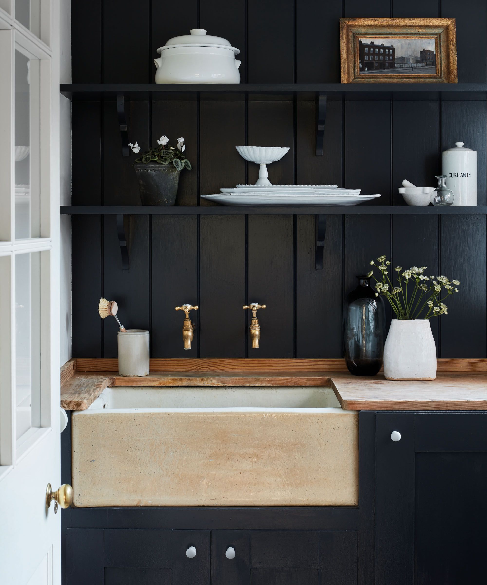 Black laundry room 