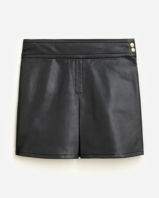 Center-Pleat Mini Skirt in Faux Leather