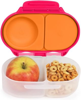 B.box Snack Box for Kids & Toddlers: 2 Compartment Snack Containers, Mini Bento Box, Lunch Box. Leak Proof, Bpa Free, Dishwasher Safe. School Supplies. Ages 4 Months+ (strawberry Shake, 12oz Capacity)