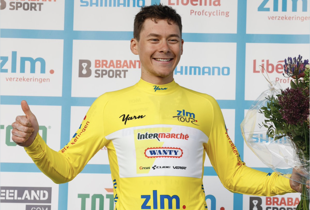 Rune Herregodts (Intermarch&eacute;-Wanty) takes the first yellow leader's jersey of the 2024 ZLM Tour with a win on stage 1