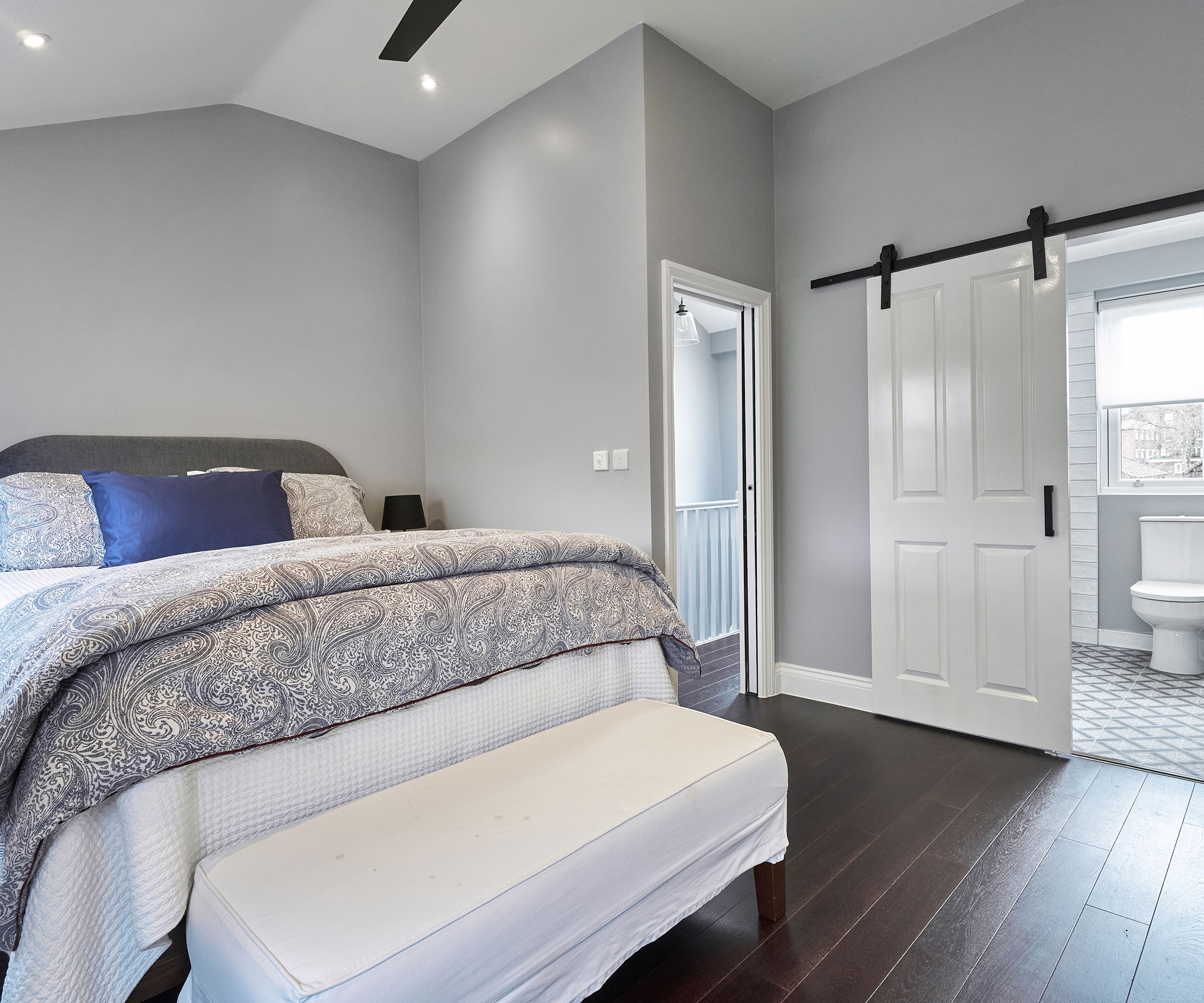 mansard loft conversion bedroom with ensuite