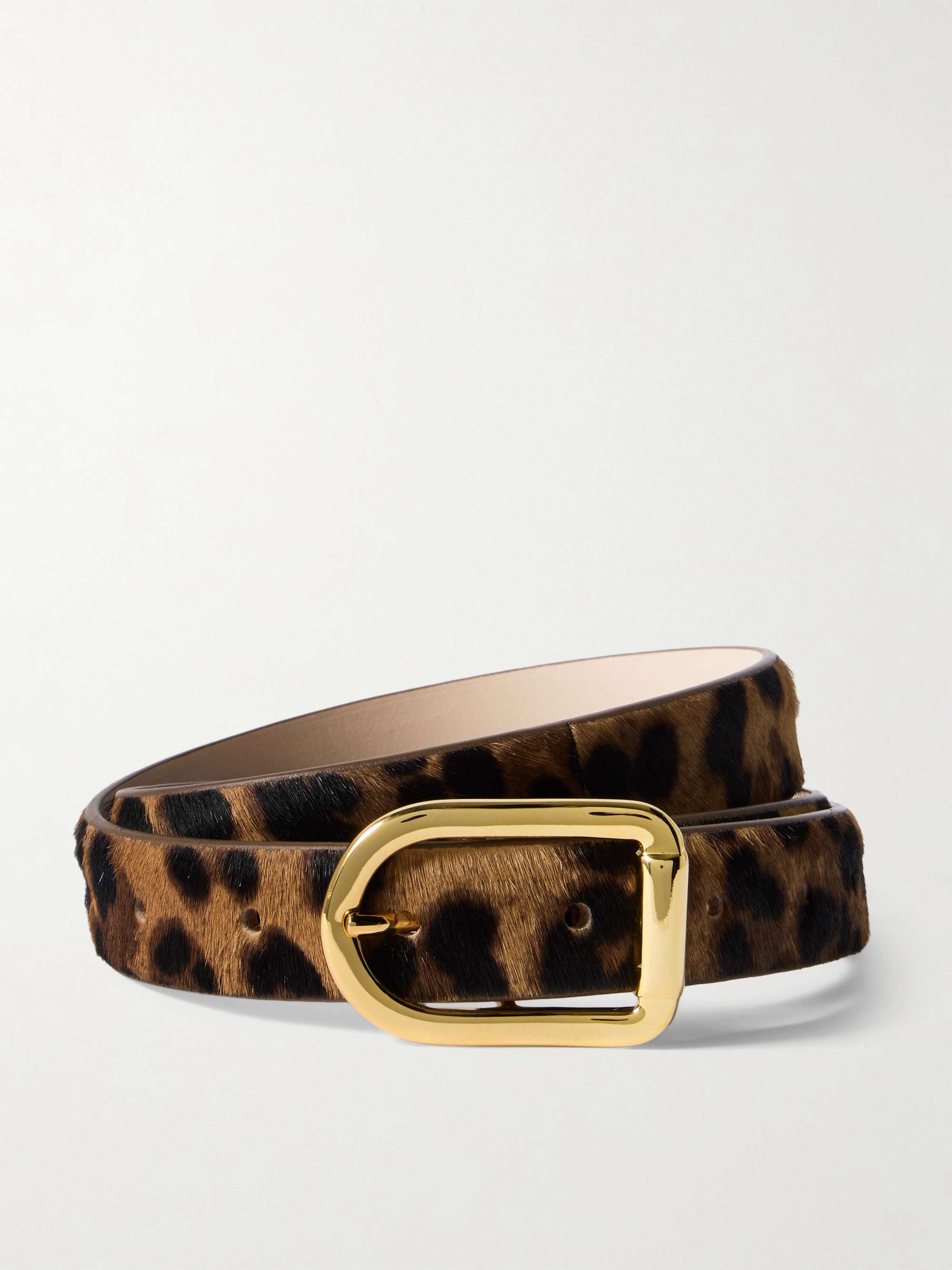 Mija Leopard-Print Calf Hair Belt