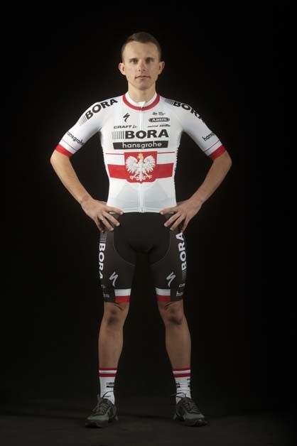 Rafal Majka demonstrates the Polish national champion's jersey