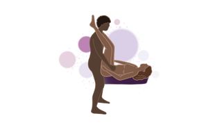 Butterfly sex position illustration, one of the best variations on the cowgirl sex position