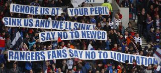 A protest from fans against the club going into liquidation
