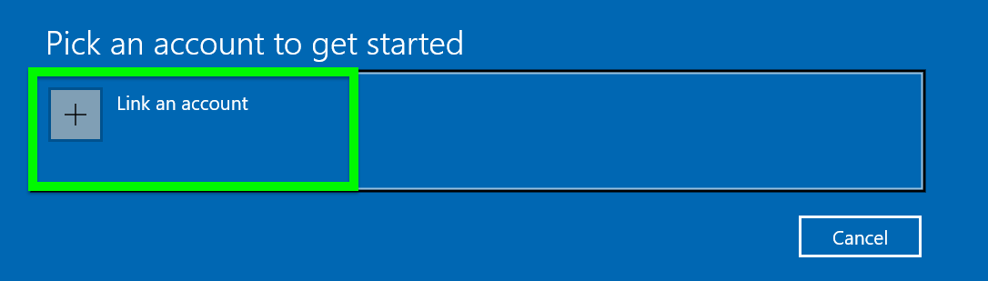 Windows 10 new start menu how to - Click "Link an account"