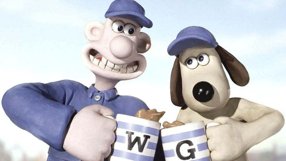 Wallace and Gromit clunking mugs of tea