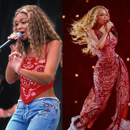 Beyonc&eacute; wears a custom bandana dress from Loewe on the 'Cowboy Carter' tour