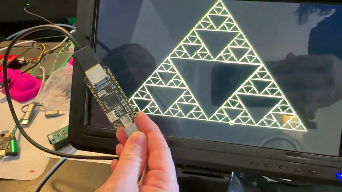 Limor &quot;Ladyada&quot; Fried demonstrates DVI video output with Adafruit Feather RP2040 with DVI