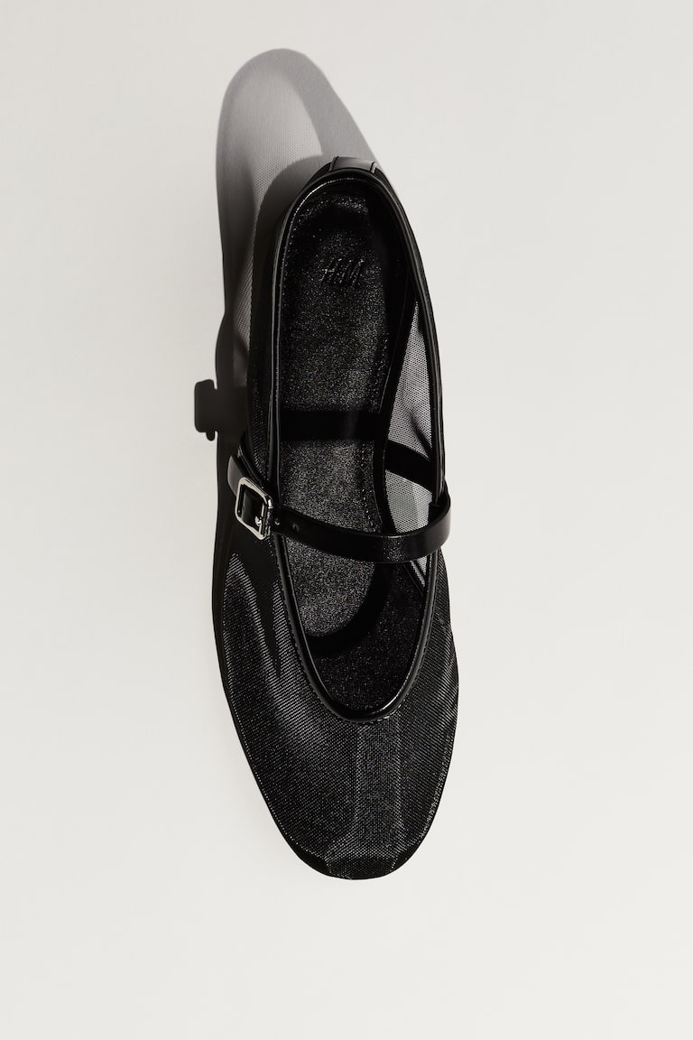 Mesh Mary Jane Ballet Pumps