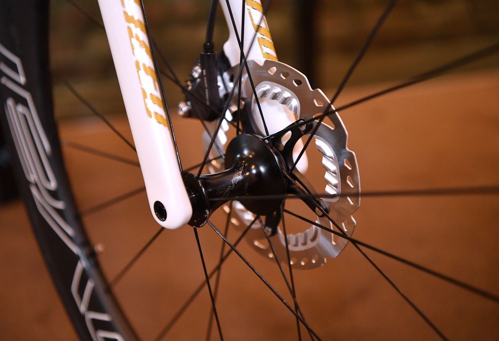 The front disc on Boonen's custom Specialized Venge